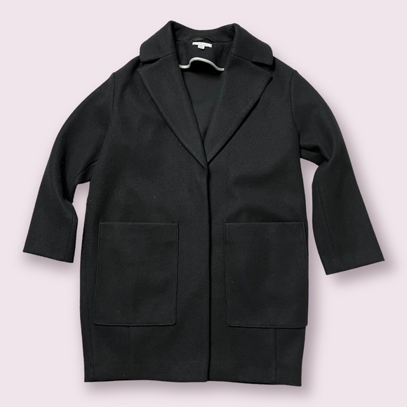 ☃️🍁TOPSHOP Black Long Winter Coat Double Breasted Menswear - Picture 2 of 16